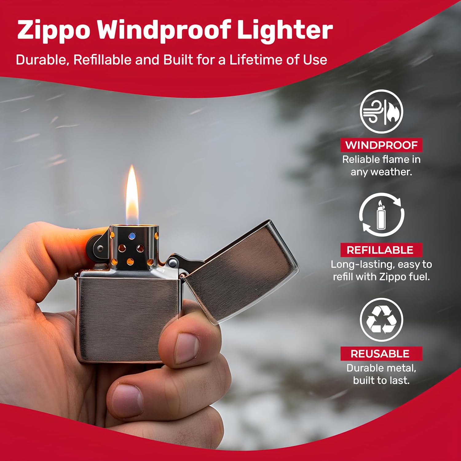 Zippo 10758 Lighter, Metal, Silver